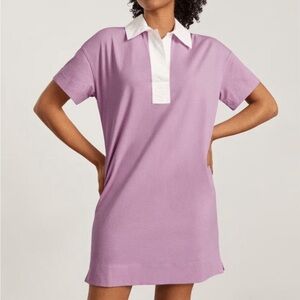 NEW Everlane Womens Polo Dress Organic Cotton Short Sleeve Pink Mini Shirt Dress